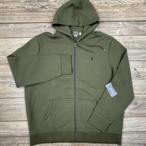 Polo Ralph Lauren Mens Double-Knit Full-Zip Tech Hoodie Olive Green Size XXL NEW